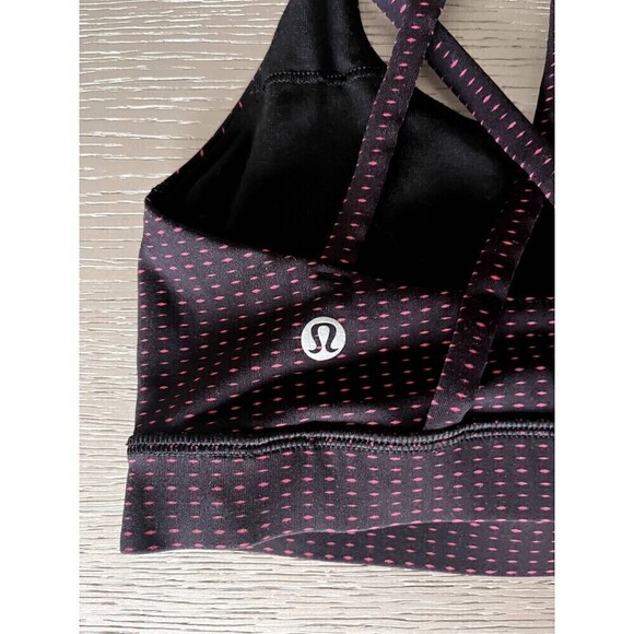 Lululemon Energy Sports Bra - Black w/ Maroon/Pink Dots - Size 2 Brand New - Picture 7 of 9